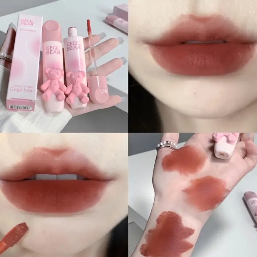 Gege Bear lipstick velvet soft mist matte in #04 ten degrees red brown